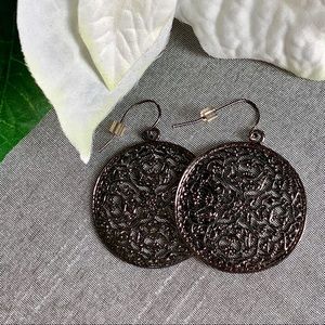 Gunmetal Floral Mandala Earrings